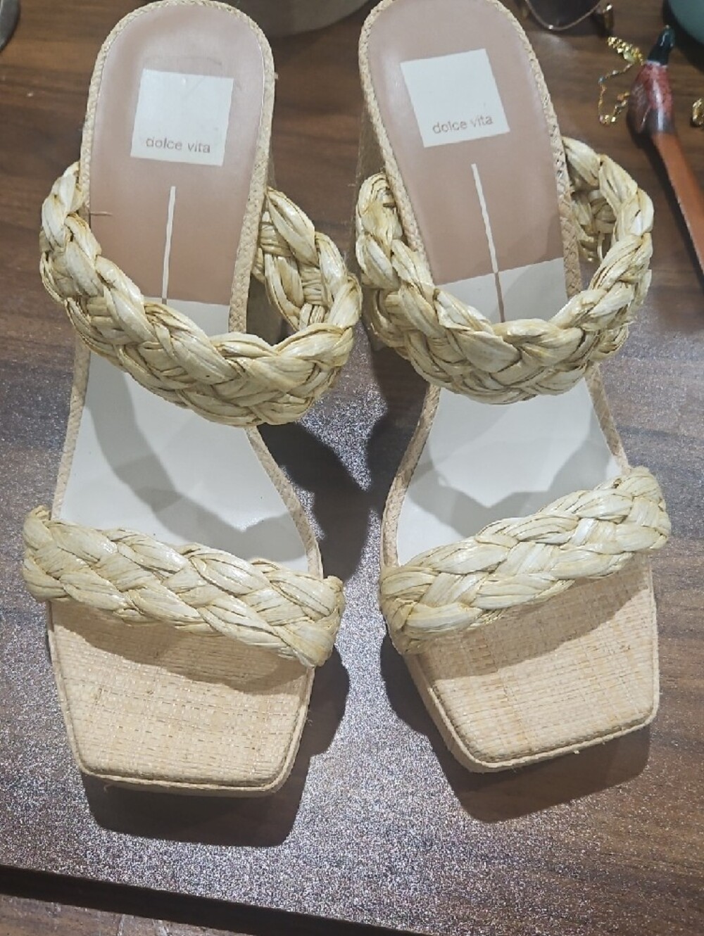 Dolce Vita Braided Platform Block Heels in Beige - Picture 5 of 7